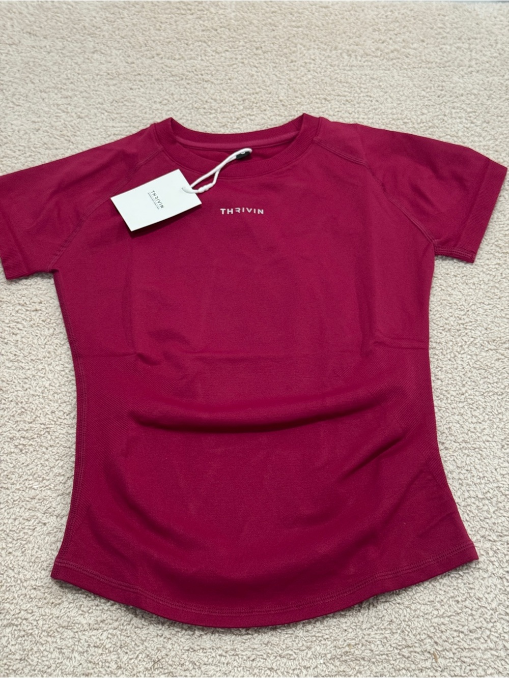 THRIVIN Elevate Compression T‑Shirt Cherry Berry Red Size S NWT